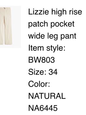 J Crew Lizzie Pants NWT 34 Color Natural